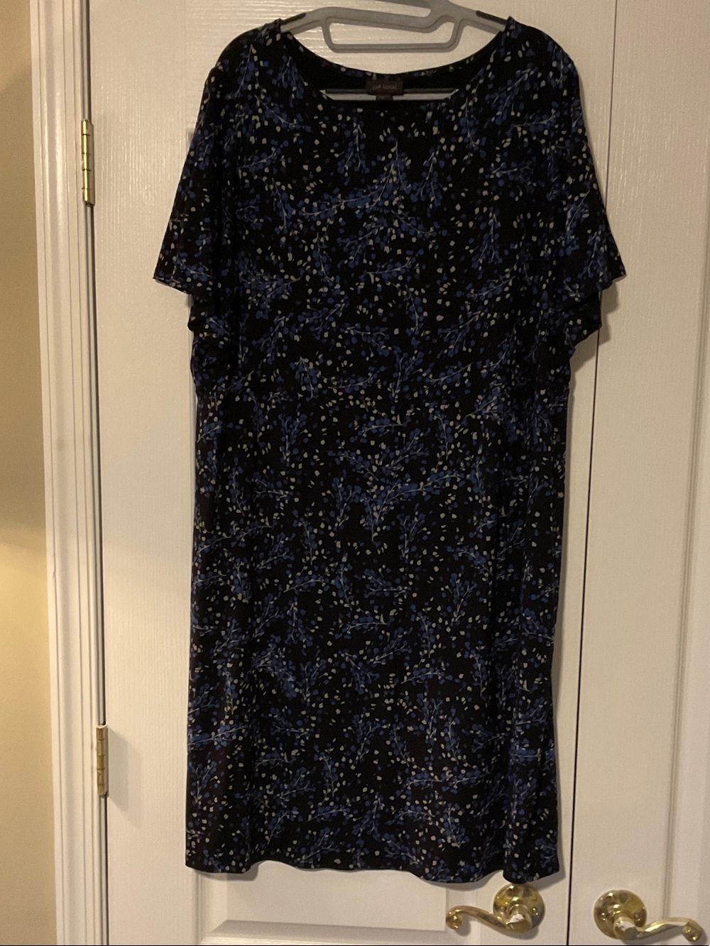 J. Jill Black Midi Dress with Blue Floral Print
